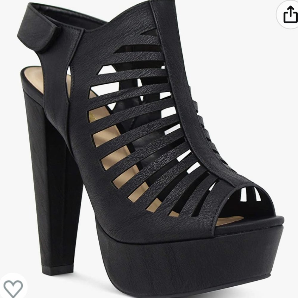 Womens Black leather 5'' Heels